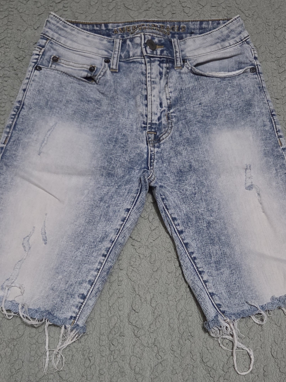 American Eagle Outfitters Light Blue Distressed Denim Shorts